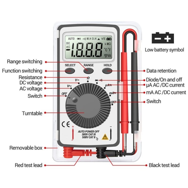 AN101 Mini Digital Multimeter Multimeter Tester DC/AC Spænding LCR Meter Lomme Professionelle Testere