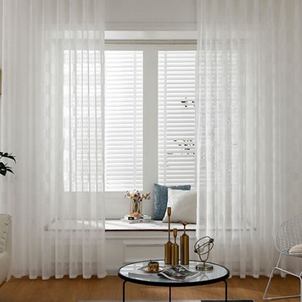Gardinskärm Genomskinlig Skärm Balkongfönster Skärm (Vit) 140X260Cm