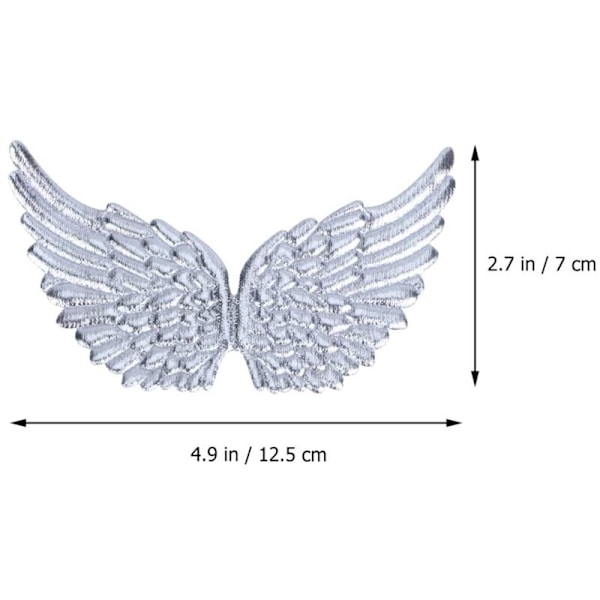 12 st Strykjärnspåsar, Vingar Broderade Patch Applikationer, Kläder Sy Dekorativa DIY Hantverk Silver