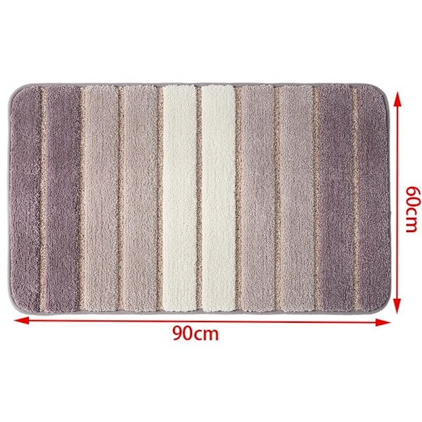 Randig badrumsmatta, dörrmatta, mjuk och absorberande badrumsmatta, halkfri duschmatta i mikrofiber