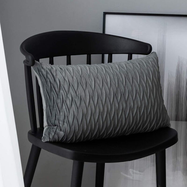 Fløyels putetrekk 30x50cm for stue sofa, sett med 2 enkle mønster firkantede putetrekk soverom dekorasjon, grå