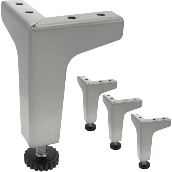 Hörnbordben för möbler och skrivbord i rostfritt stål 107-130 mm 4-pack