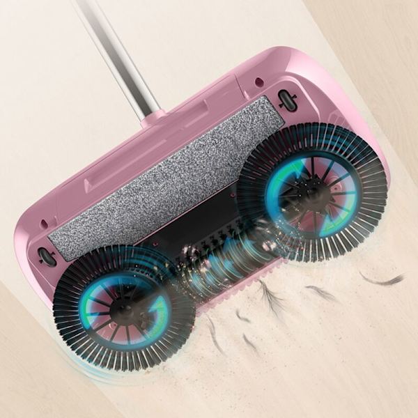 Gå-bakom robotdammsugare hushållsrengöring allt-i-ett-maskin 3-i-1 hushållssopmaskin gående åktur dammsugare rosa