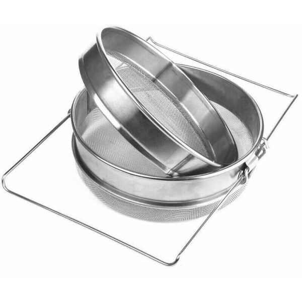 2-pack Rostfritt Stål Dubbel Honungsfilter Bikupa Biodlare Filter Honungsextraktion Trich Honungsfilter