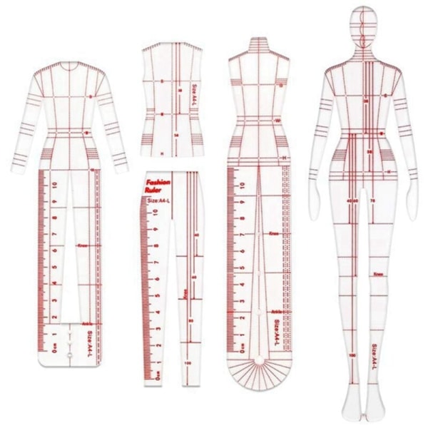 Skitse Skabelon Mode Illustration Lineal Syning Humanoide Mønster Tøj Måling,B