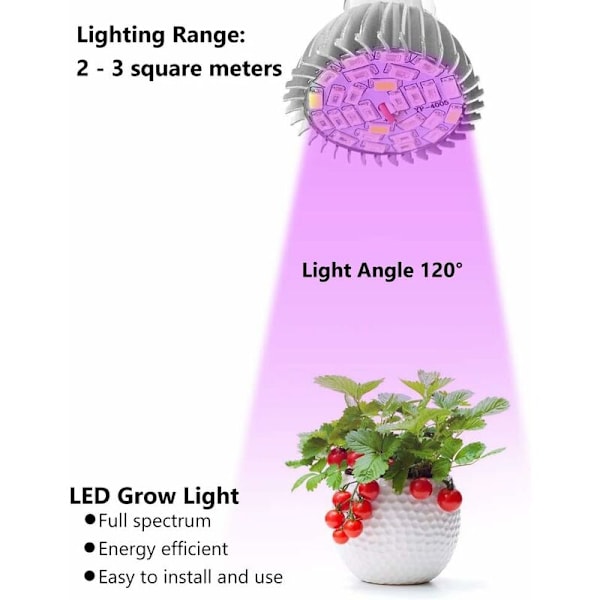 10W 28LED Växtlampa Fullspektrum Belysning med 7 Våglängder Trädgårdsbelysning AC 85-265V för Växter, Blommor och Grönsaker inomhus/Utomhus