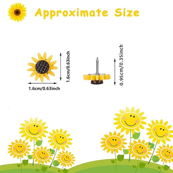 Solros Push Pins Solros Push Pins Blomma Kork Push Pins Solros Push Pins för Foton Väggkartor (40-pack)