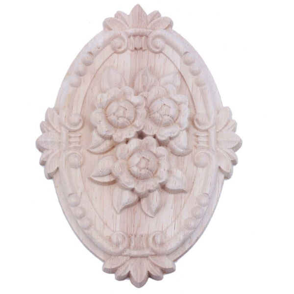 4X Retro Träornament Applikation Carving för Möbel Skåpdörr Dekoration (13X9cm)
