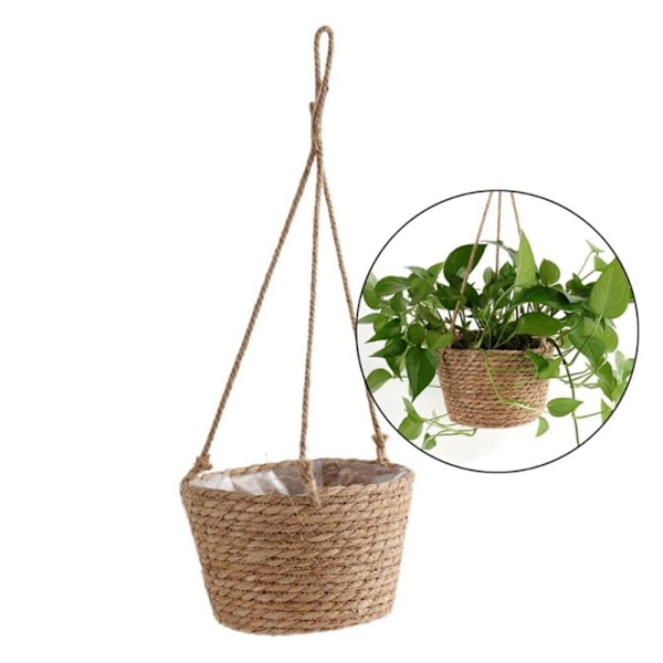 Macrame Hängande Planter, Växtförvaringskorg, Vävda Rep, Inomhus och Utomhus Blomkruka Hållare, Primär Färg L
