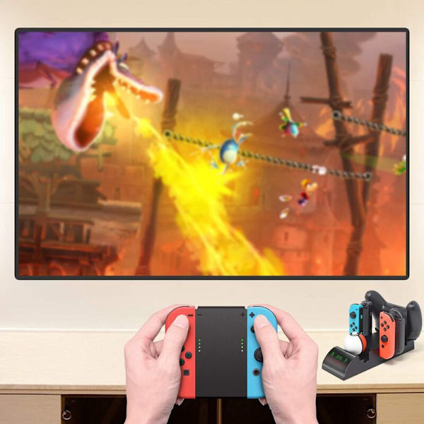 Monitoiminen 8-in-1 langaton latausasema peliohjaimen lataukseen Switch Joy Con / Pro / Wizard Ball -ohjaimille