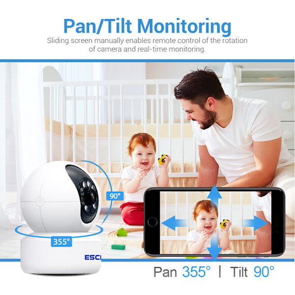 Overvågningskameraer 3MP WiFi 2.4 GHz PTZ IP Kamera Nattesyn To-vejs Stemme Humanode Detection Bevægelsessporing Lydalarm Cloud Storage