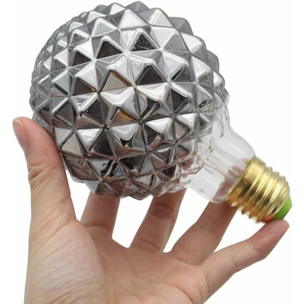 Retro LED Filament Edison Glödlampor 4W Rökfärgat Glas 220/240V E27 Kristall Dekorativa Lampor Art Deco G95 Kristall (Ananas) [Energiklass D]