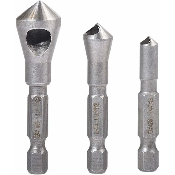3-pack Snedda Stållager 1/4\" Rak Hexskaft 90 Grader Flaring Borr