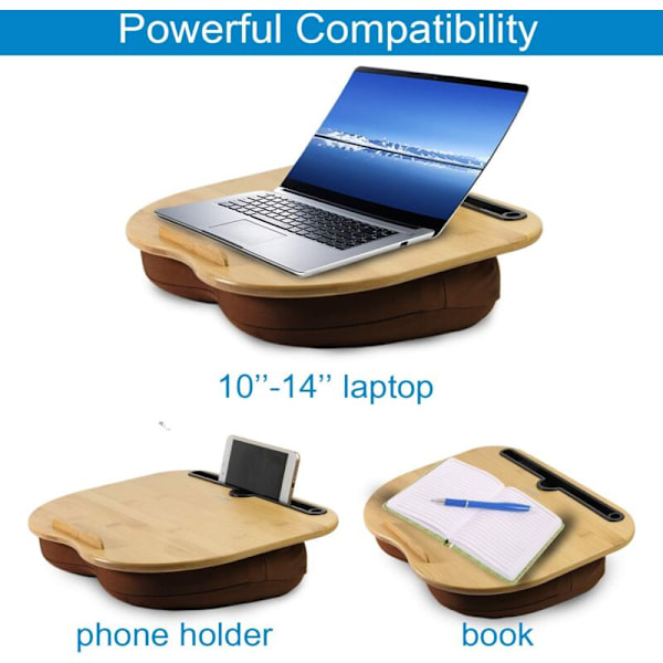 Bærbar Laptop Pude med Kabelhul og Anti-Slip Strimler til Laptop, Tablet