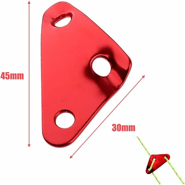 Camping Repspännare, 20 st 3 hål Aluminiumlegering Repjusterare Legering Spännare för Tält Camping Presenning Vandring(Röd)