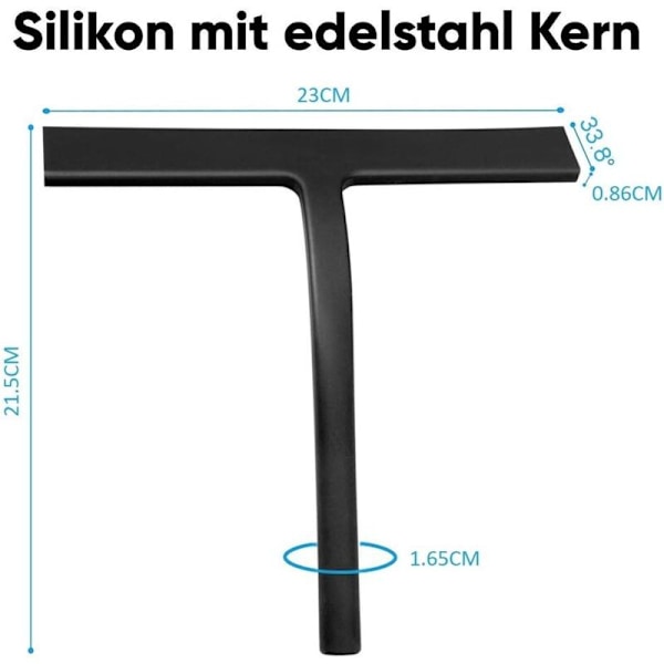 Silikon Bruseskraber, Vindue Squeegee, Badeværelse Squeegee, Silikon Vindue Squeegee til Brusebad, Badeværelse, Spejl, Glas, Flise Rengøring (Sort)