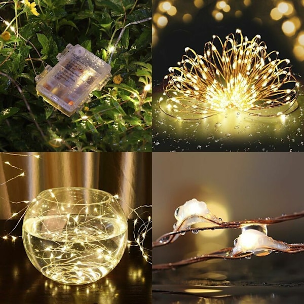 Soveværelses Lysstreng [Sæt af 2] 10M 100LED Mini Batteridrevet LED Lysstreng Indendørs & Udendørs Dekoration Lys Fe Lys til Soveværelse Jul