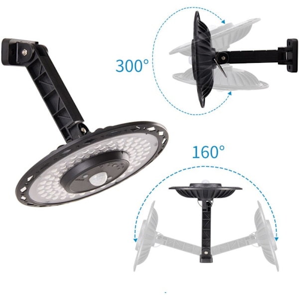 180 LED-lampor 1200LM Sollampa Utomhus Inomhus, 5 lägen, Hängande, Justerbar Solpanel, 5 Ljusstyrka med Fjärrkontroll, IP65 Vattentät LED-belysning