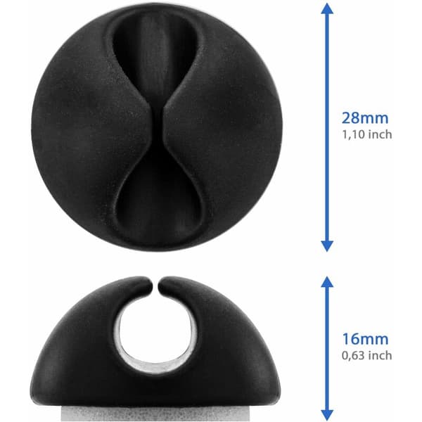 10x Kabelbindere Kabelholder Kabelstyring Kabelmontering Kabelarrangør til kabler op til 8mm Kabelbindere Kabelmontering Kabelstyring Sort