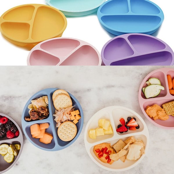 Sugplåtar för Bebisar och Småbarn - Plåtarna Håller sig på Plats med Sugfunktion, Delad Design, 3-pack