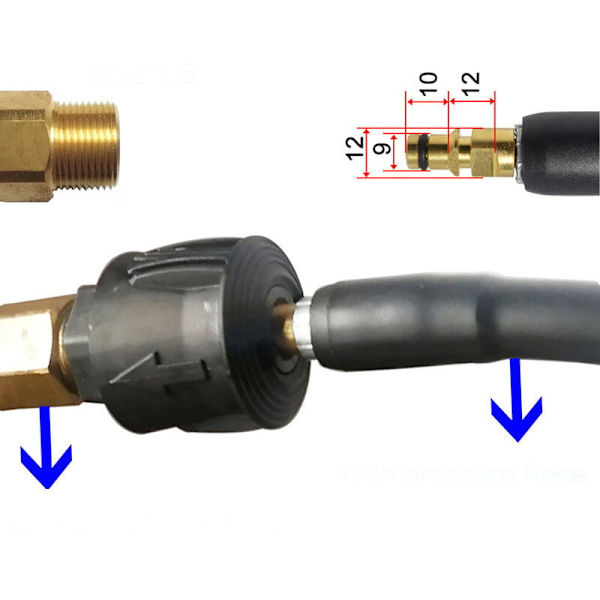 Tilbehør til højtryksrenser: Karcher højtryks hurtigkobling, Karcher slangetilslutningsadapter, Karcher konnektor M22 14mm hun-gevind 1 pakke
