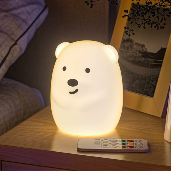 Natlampe Børnebjørn Natlampe Led Soveværelseslampe 9 Farver Baby Natlampe Multifarvet Usb Genopladelig Let Natlampe Med Fjernbetjening G