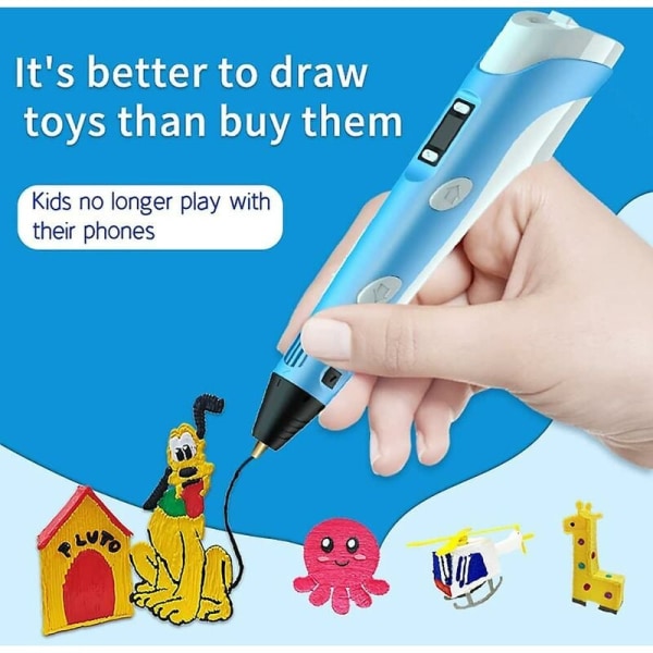 3D-kynä lapsille, 3D-tulostuskynä, 3D-piirtokynä, täydellinen askartelulahja lapsille ja aikuisille.