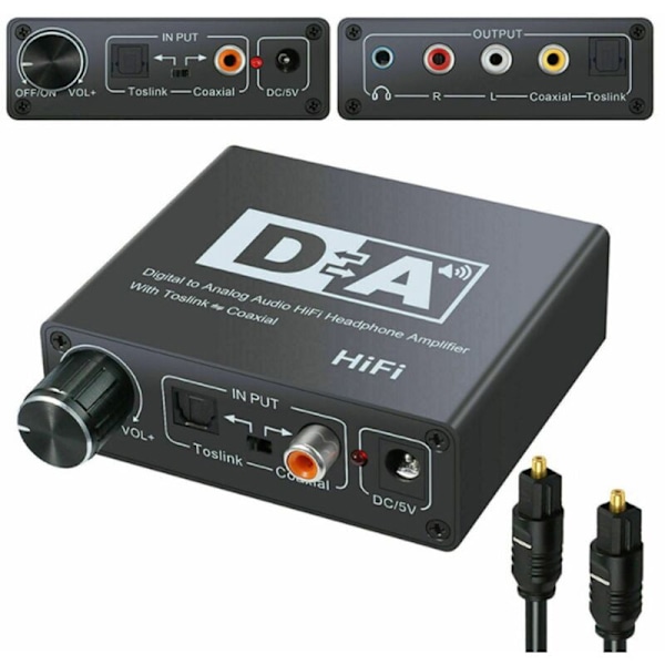 Digital til Analog Lydkonverter Fiberoptisk for Koaksialt Signal til RCA R/L SPDIF Lyddekoder ATV DAC Forsterker