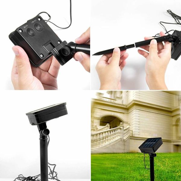 Solcelledrevne lysslynger, 7m 50 LED julelys med 8 lysmoduser, vanntette krystallkulegirlandere for jul, hage, uteplass (fargerik)-