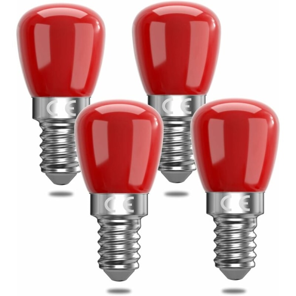 4-pack E14 röda LED-lampor 3W E14, dekorativa röda E14 LED-lampor, ersättning för 25W, lämpliga för stämningsbelysning, Halloween, jul [Energiklass F]