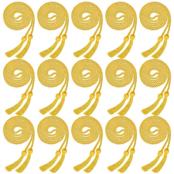 Graduation Honor Cord 15 stk. Flettet Honor Cords med kvaster til Graduation Students (Guld)