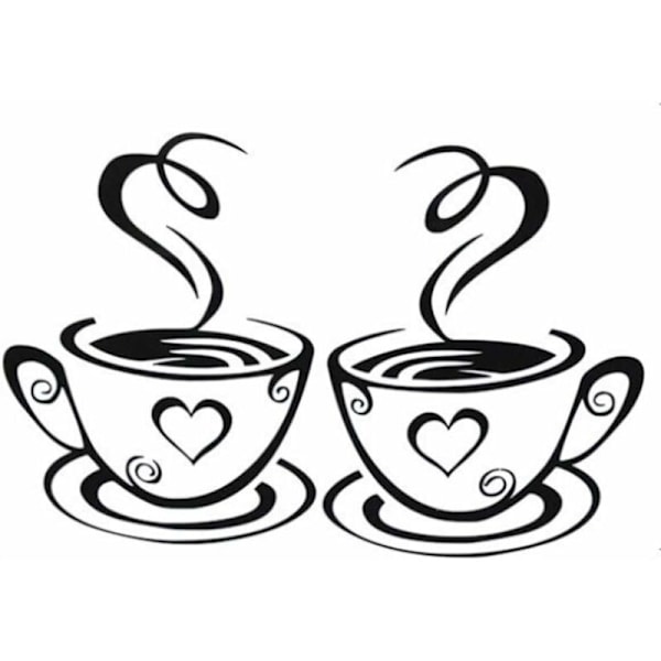 Kaffekopp Kjøkkenkunst Veggklistremerker for Hjemmedekor Avtakbare Veggklistremerker Vinyl DIY Kaffekopp Design Klistremerker Vegg Hjem Dekaler (C1)