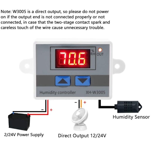 XHW3005 Fugtighedshygrostat 230v Digital Hygrometer Sensor Switch Controller 0 til 99% R(12V)