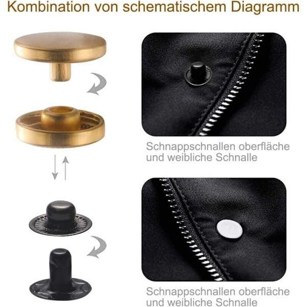 120 kpl Metalliset Napit Sarja, Mukana Leikkauspihdit ja 4 Kiinnitystyökalua Vaatteiden Korjaukseen, 6 Väriä - RWKitchen & Home ›Crafts› Sewing ›Hab
