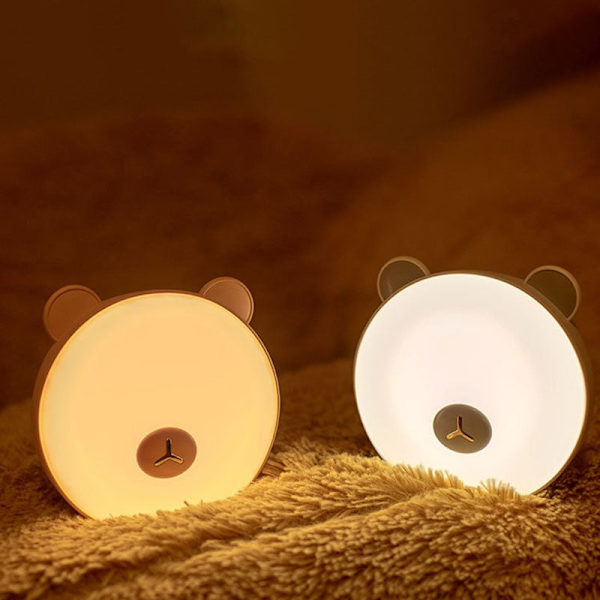 Lille Bjørn LED Nattelys Tryk Sensor Led Lampe Tre-Niveau Farvetemperatur Soveværelse Sengelampe Børnegave, Grå