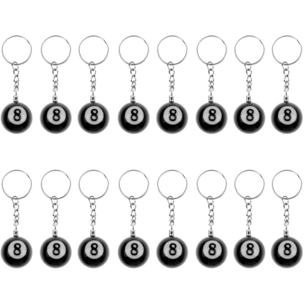 16Pcs Billiards Pool Keychain Snooker Table Ball Keychain Lucky Gift NO.8 Keychain 25Mm