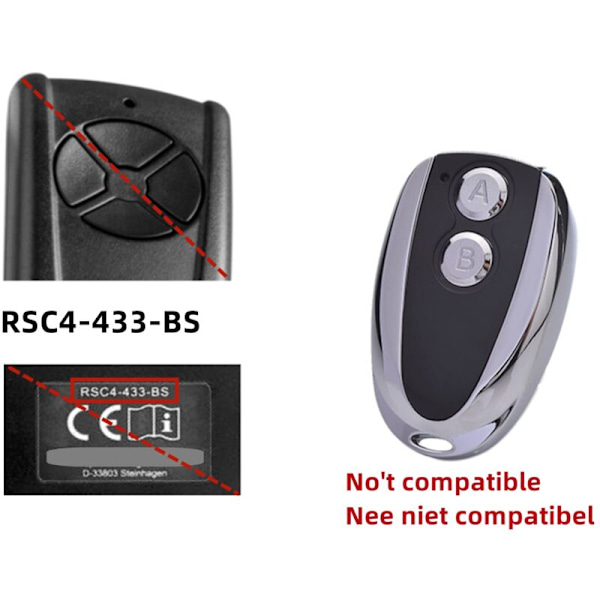 Kaukosäädin yhteensopiva Hörmann Ecostar RSE 2 RSC 2 433.92Mhz (1 pakkaus)