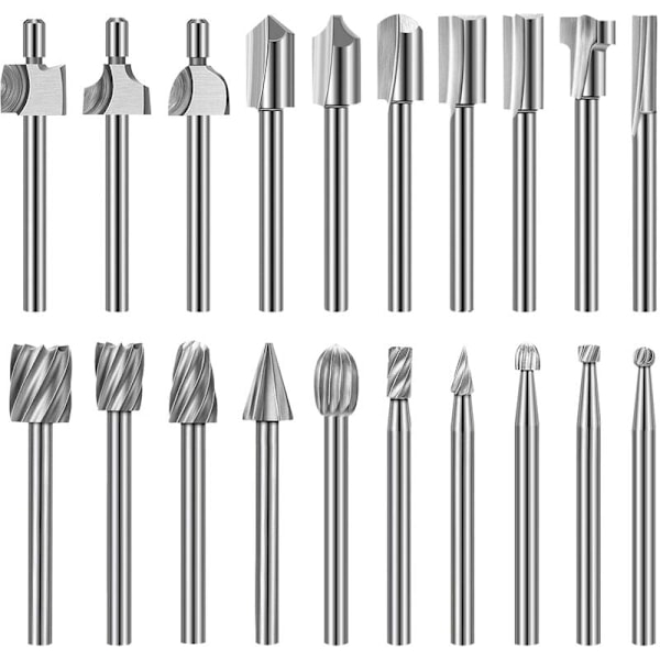 Hårdhetssats för gravering, 10 st karbidgraveringsbitar 10 st fräsbitar 1/8\"(3 mm) skaft för roterande verktyg för trä DIY, snideri, borrning, En