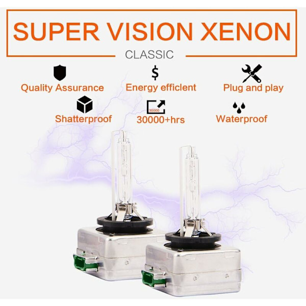 2 Pak HID Xenon Pæreudskiftning til D3S Pærer - Bil Forlygter, 12V, 35W (6000K)