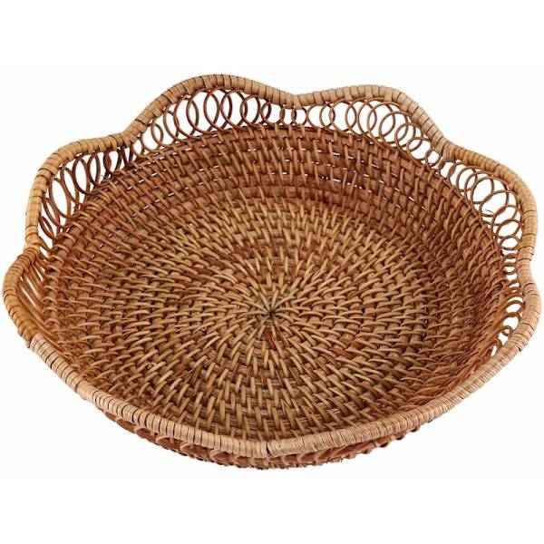 Håndvævet Rattan Opbevaringskurv Flettet Frugtkurv Flettet Bakke Restaurantbeholder Dekoration S-23X5.5Cm