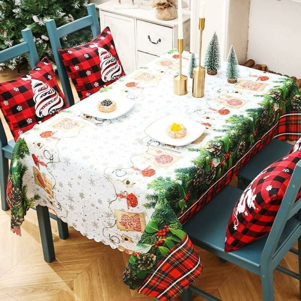 Christmas Rectangular Tablecloths, Washable Christmas Holiday Tablecloth Large Christmas Tablecloth Cover Christmas Dining Table Cloth for Holiday T