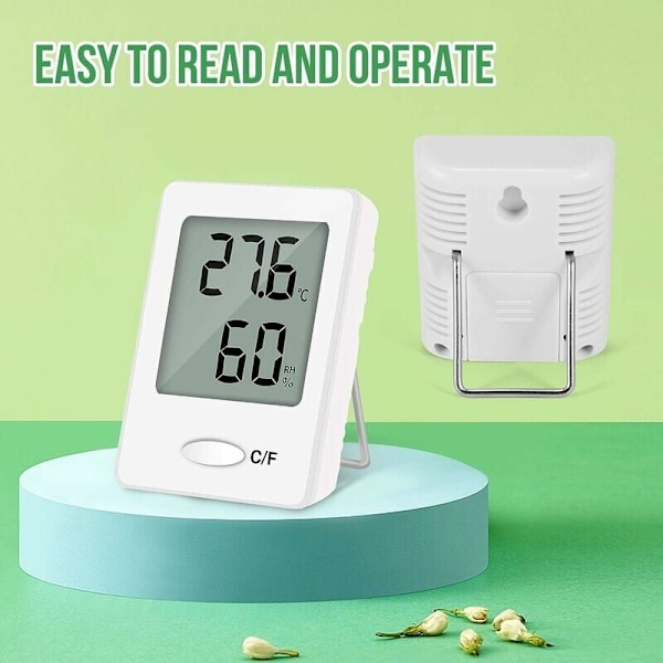 Digital Inomhus Hygrometer Termometer - Hög Precision - Bärbar (Vit) - Set om 2