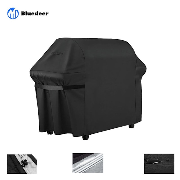 Gasgrilldækning, Rektangulær Udendørs Grilldækning 145 x 61 x 117 CM, 210D Vandafvisende Plancha Dækning, Anti-UV Vandafvisende til Weber, Holland, Jenn