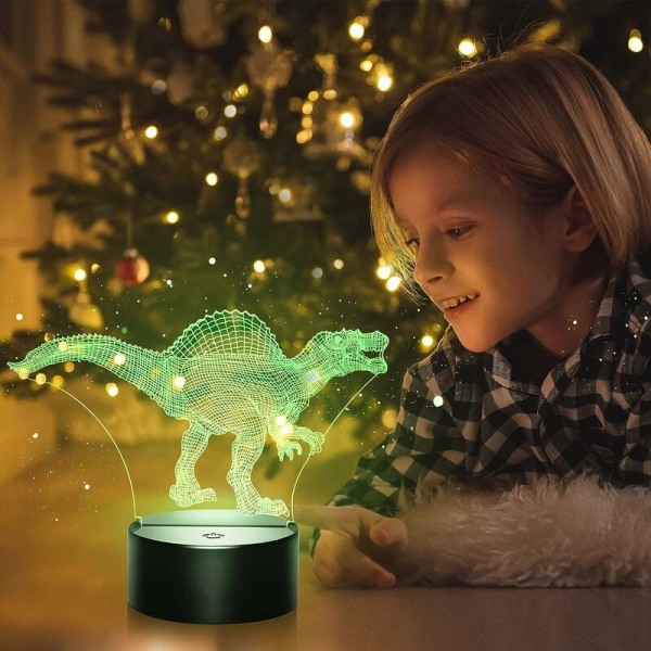 Nattlampa för barn, 3D Tyrannosaurus nattlampa 16 färger