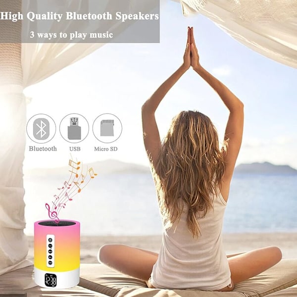 Bluetooth-högtalare väckarklocka sänglampa med vitt brus, multifunktionell vit brus baby Bluetooth-högtalare nattlampa lysande väckarklocka
