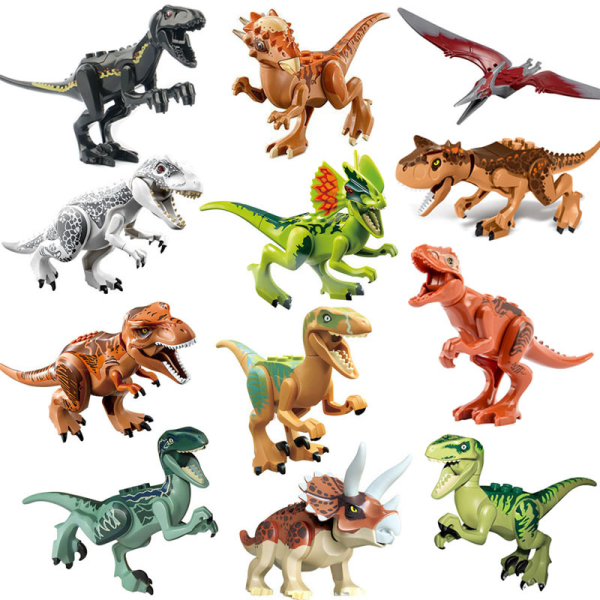 Dinosaur byggeklodser 12 stykke sæt mini plast dinosaur figur legetøj byggeklodser Dinosaur Party Favor sæt Velegnet til 3 4 5 6 7 år gammel dreng