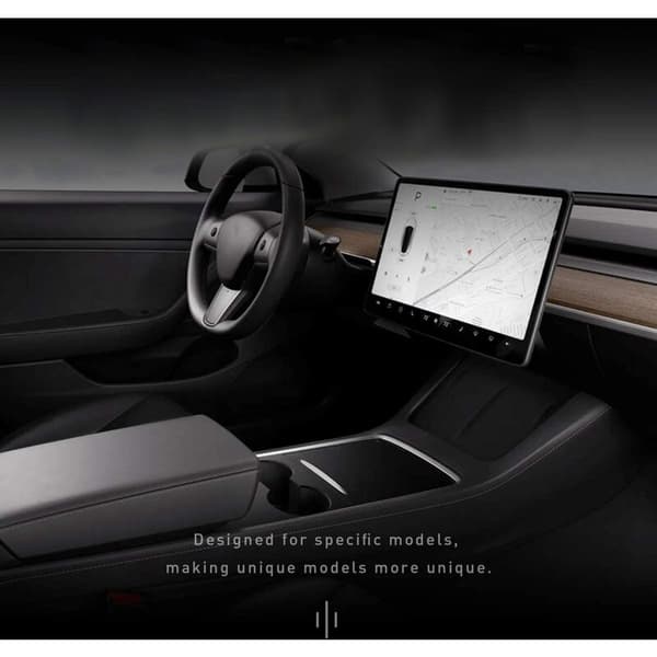 PVC Center Console Wrap Cover, Armrest Panel Protector Sticker til Model 3 Y 2021, Mat Sort