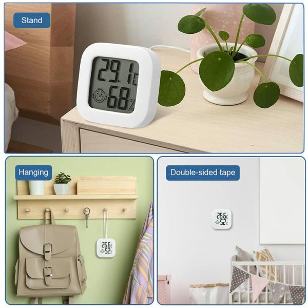 Hygrometer och termometer för inomhusbruk, 3 st mini LCD-hygrometer och termometer med hög precision, väggmonterad termometer för inomhus- och utomhusbruk för hemmet