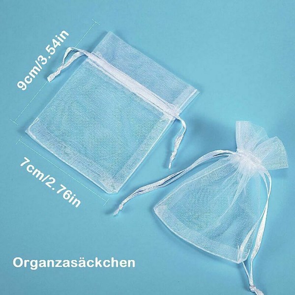 100 kpl Valkoisia Organza-pusseja 7x9cm Organza-lahjapusseja Korupusseja Hääpusseja Laventelipusseja Hääsuosioita