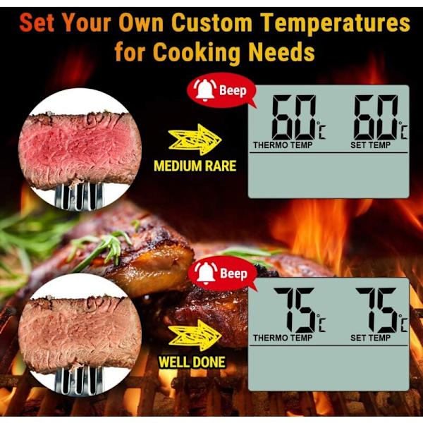 ThermoPro TP-16 Stor LCD Digital Matlagning Kött Rökare Ugn Kök BBQ Grill Termometer Klocka Timer med Rostfritt Stål Sond